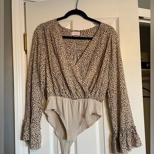 Leopard Print Long Sleeve Women’s Bodysuit